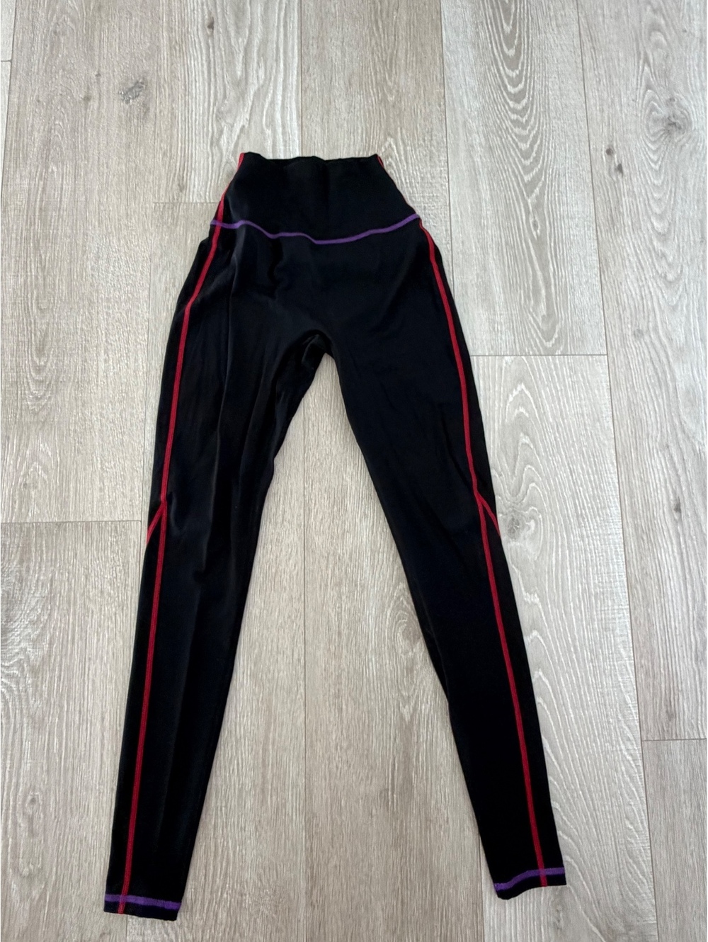 Buffbunny black leggings with rainbow trim